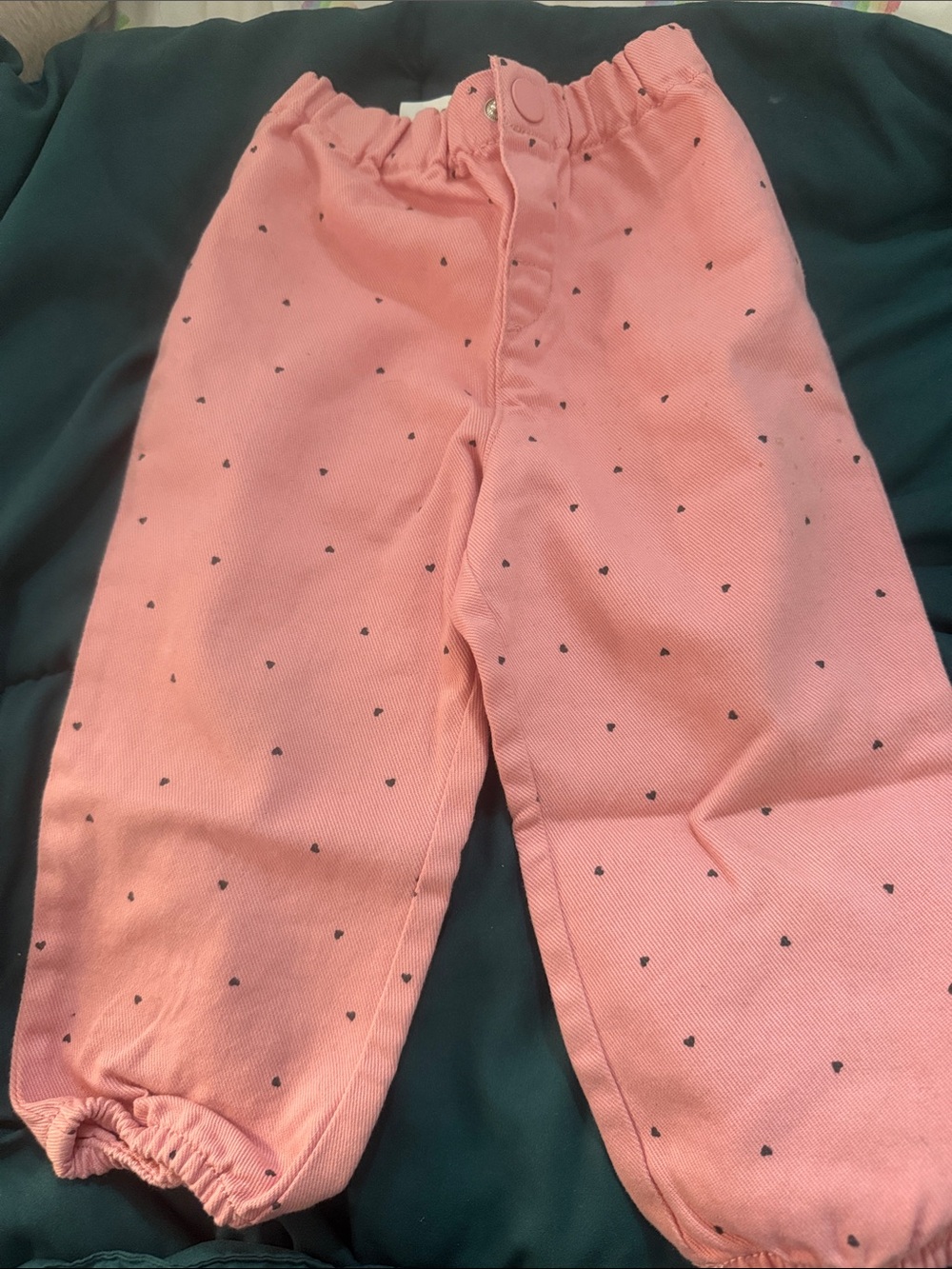 H&M Pink Joggers with Tiny Navy Hearts
